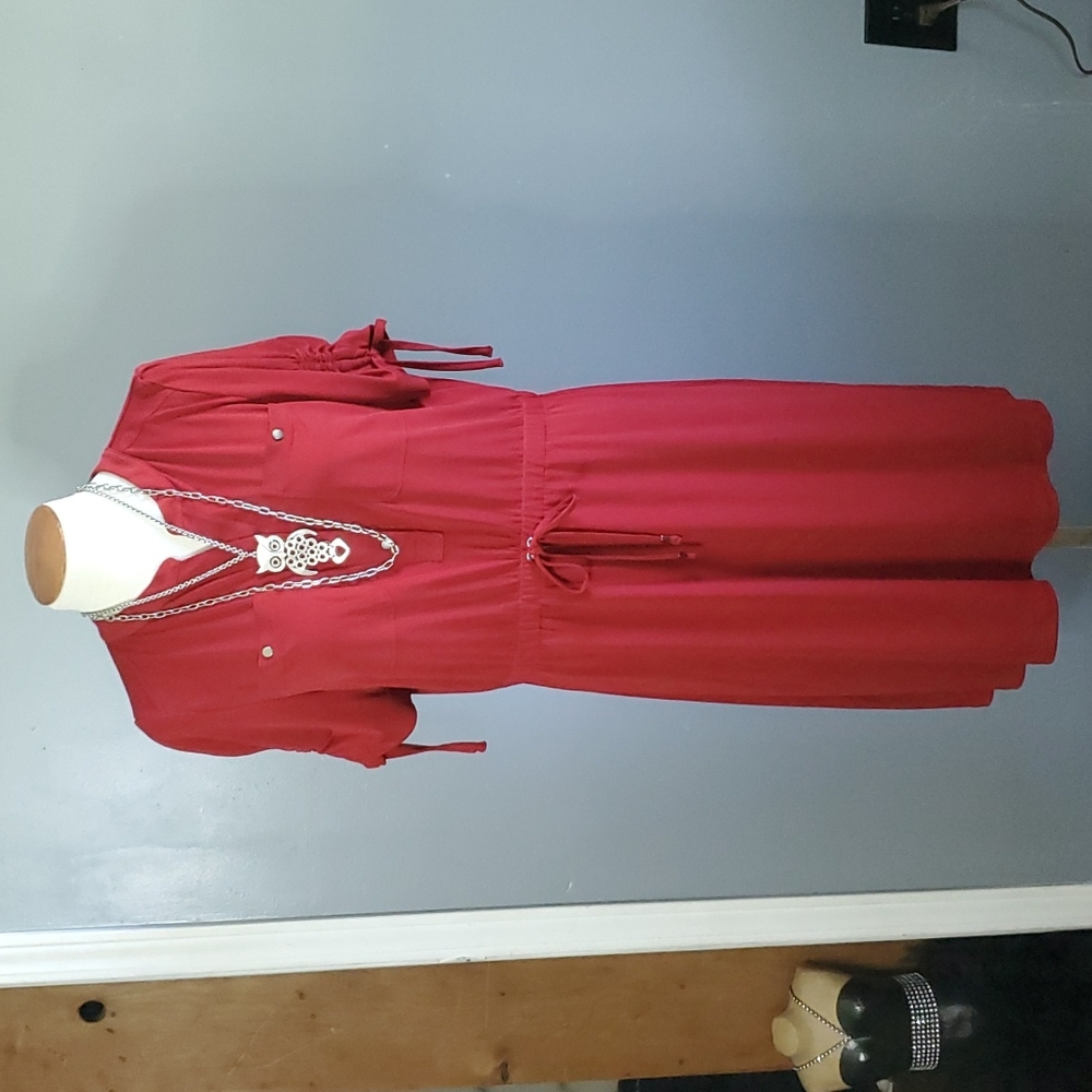 Rafaella wine cold shoulder dress, size large